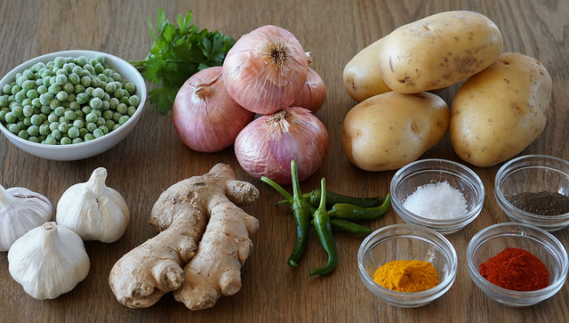 Ingredientes para la samosa vegetal